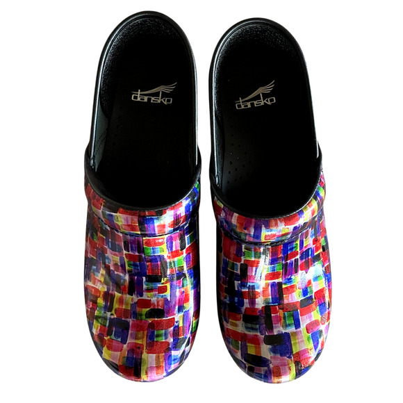 DANSKO Size EU 39/8.5-9 Colorblock Leather Slip-On Comfort Professional Clogs - Picture 4 of 9